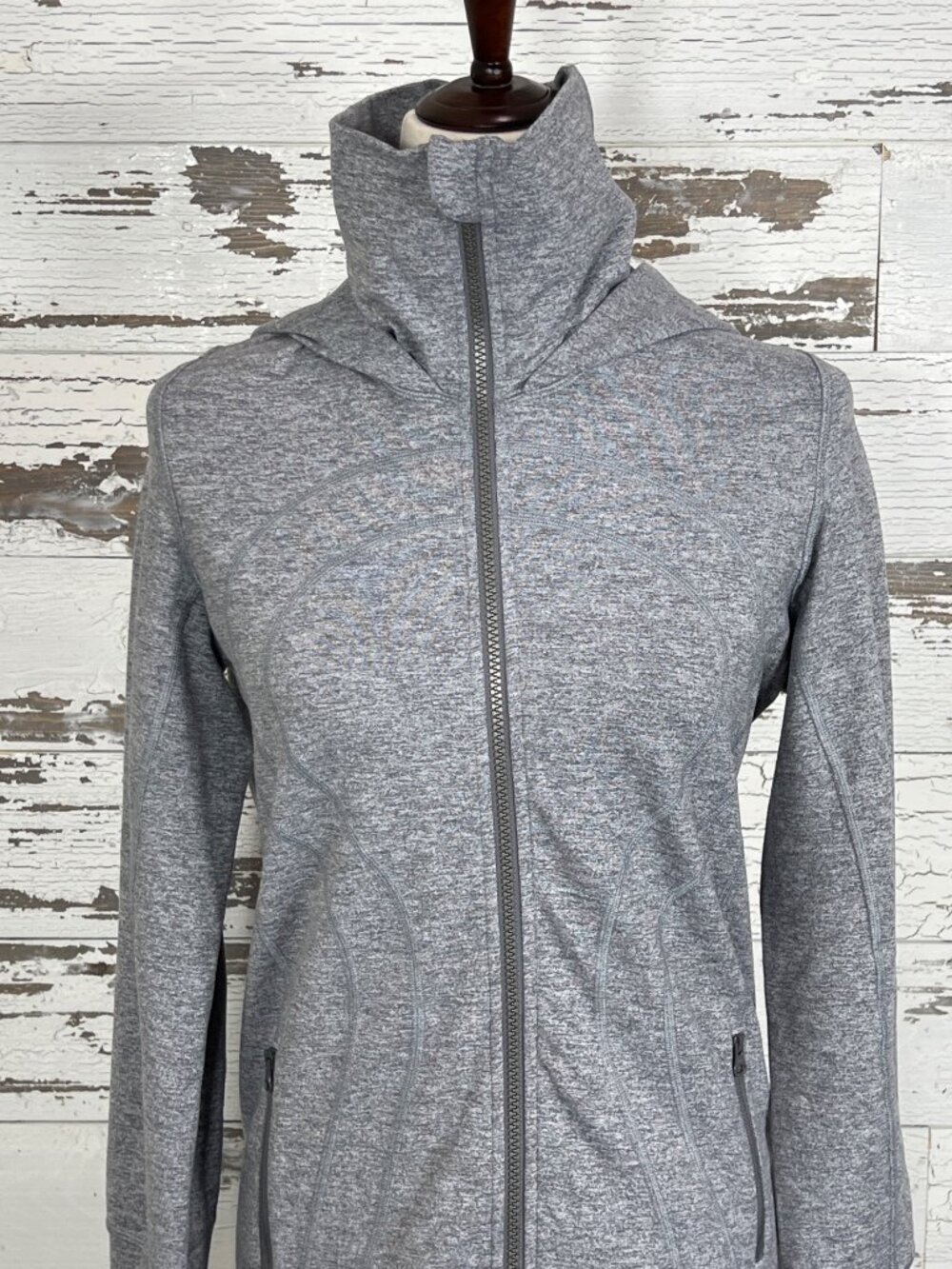 LULULEMON Hooded Full Zip Jacket Gray Sz 8 EUC - Picture 2 of 6